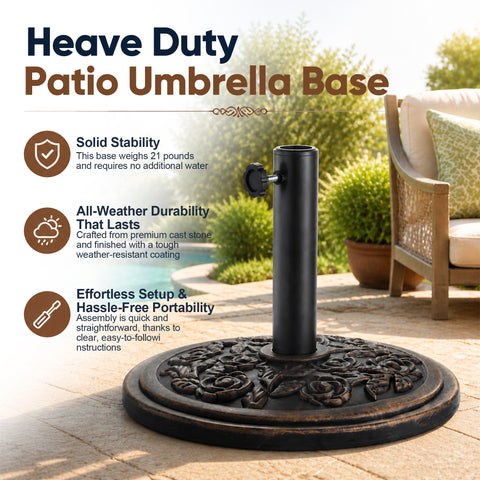 Ainfox Heavy‑Duty Patio Umbrella Base, Multi‑Style Weighted Umbrella Stand for Outdoor, Lawn, Garden & Backyard