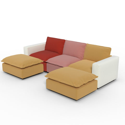 Ainfox U-shaped Module Sofa 5-Seat Oversized Rainbow Sofa With 2 Ottoman