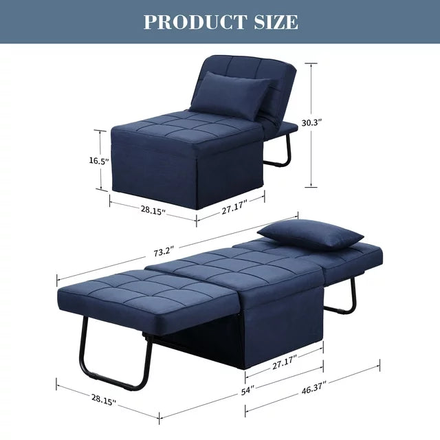 Ainfox 74inch Convertible Sofa Bed Navy Blue ,4-in-1 Folding Sofa