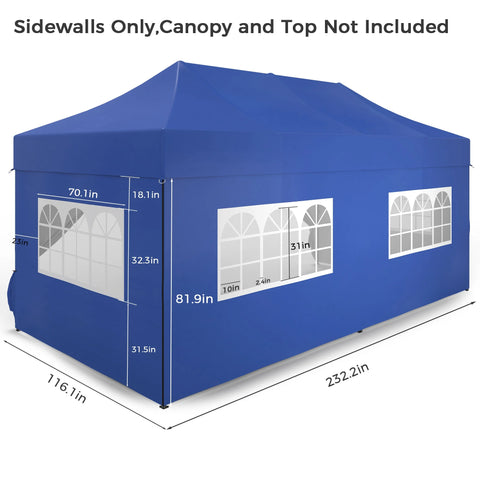 Ainfox 5-Piece Sidewalls for 10x20 Pop Up Canopy Tent, 420D Oxford PVC Waterproof Sun Shade Privacy Walls with Windows & Zippers