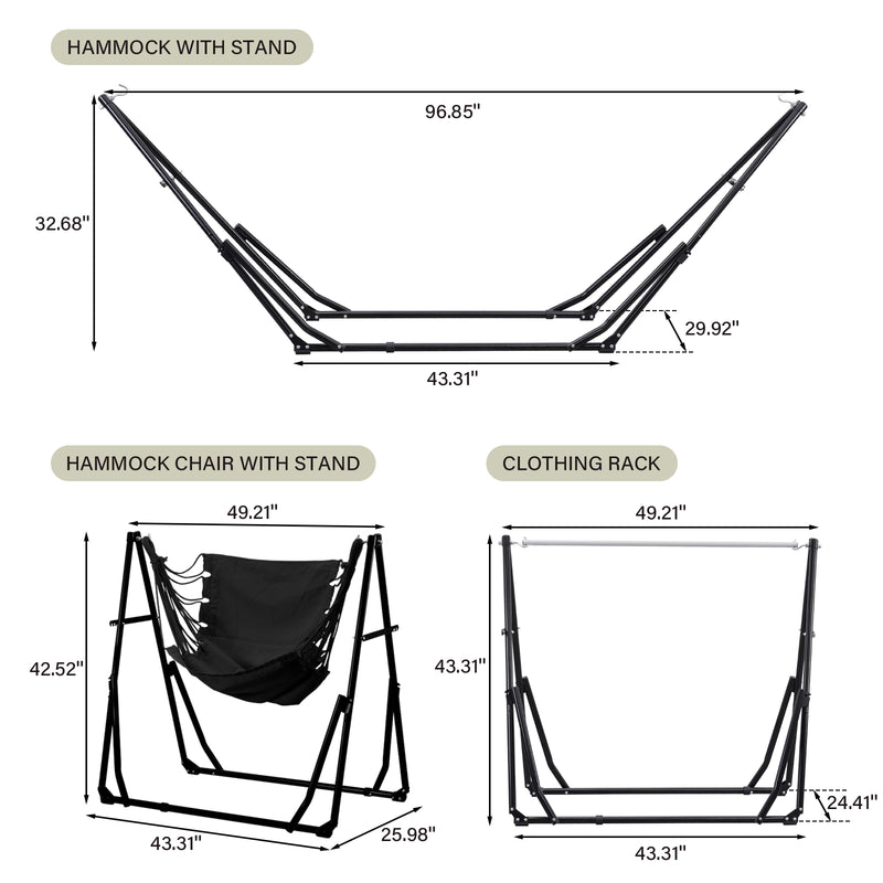 3 in 1 Hammock with Stand, Outdoor Hammock Swing Chair with Stand