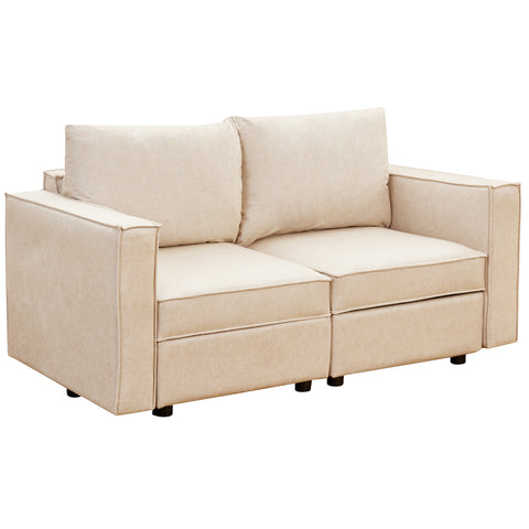 Ainfox Loveseat Module Sofa Sectional Couch with Storage, Beige