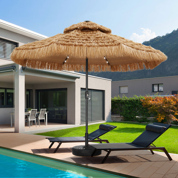 Ainfox Thatched Tiki Patio Umbrella, Outdoor Market Umbrella 7.5FT/9FT/13FT/15FT for Garden, Deck, Backyard, Pool, Beach