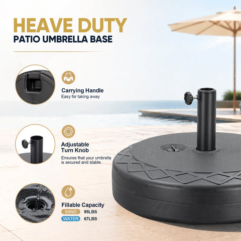 Ainfox Heavy‑Duty Patio Umbrella Base, Multi‑Style Weighted Umbrella Stand for Outdoor, Lawn, Garden & Backyard