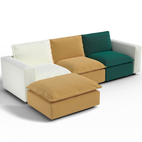 Ainfox L-shaped Module Sofa Oversized Rainbow Sofa With Ottoman