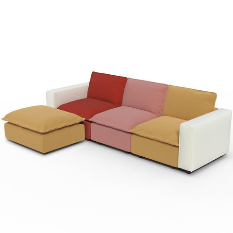 Ainfox L-shaped Module Sofa Oversized Rainbow Sofa With Ottoman