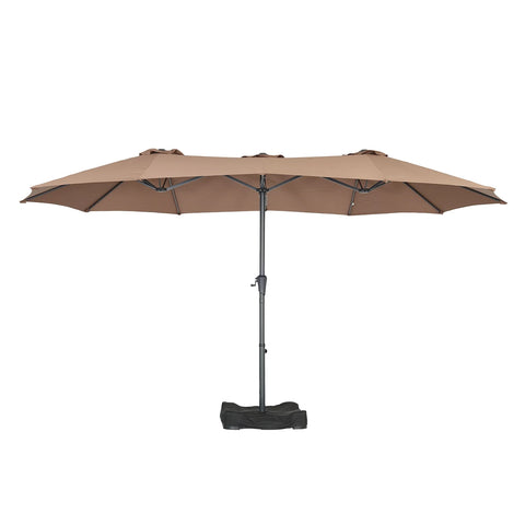 Ainfox 15ft Large Patio Umbrella, Double-Sided Outdoor Rectangle Table Umbrellas with Fillable Weighted Sand Bag Base