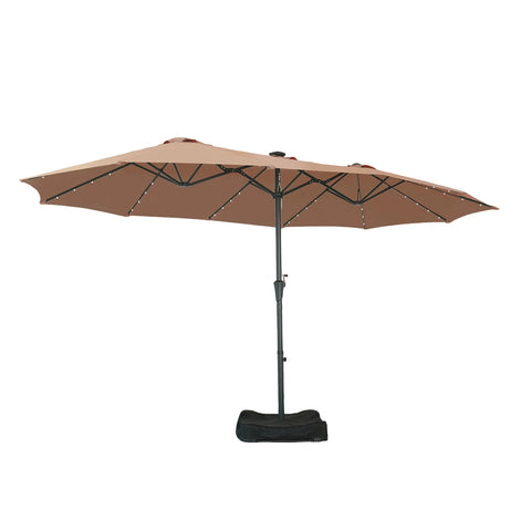 Ainfox 15ft Large Patio Umbrella, Double-Sided Outdoor Rectangle Table Umbrellas with Fillable Weighted Sand Bag Base