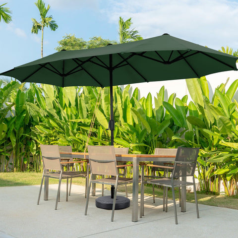 Ainfox 13ft Large Patio Umbrella, Outdoor Double-Sided Rectangle Market Heavy Duty Umbrellas without Base, Green
