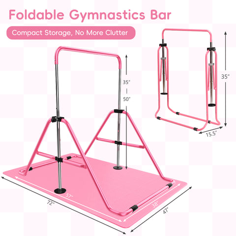 Ainfox Gymnastics Bar with Mat, Foldable Gymnastics Horizontal Bar Adjustable Height, Gymnastic Training Bar