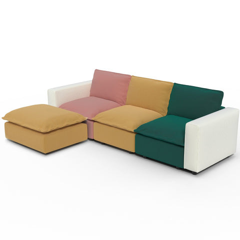 Ainfox L-shaped Module Sofa Oversized Rainbow Sofa With Ottoman