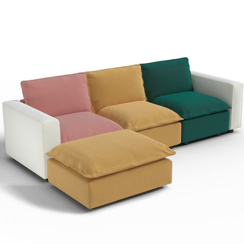 Ainfox L-shaped Module Sofa Oversized Rainbow Sofa With Ottoman