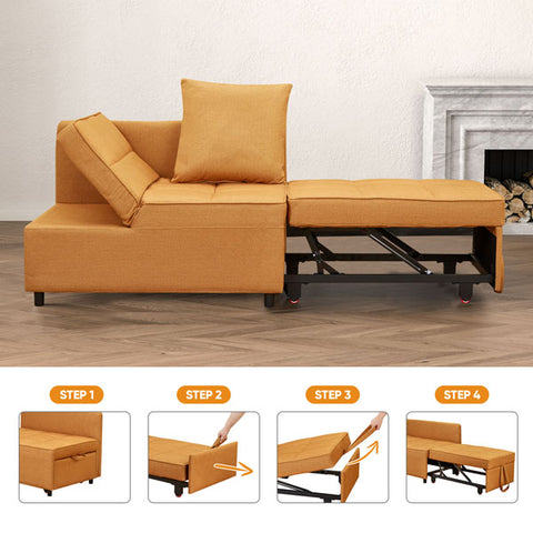 Anifox Recline Sofa Bed Sleeper Chair Yellow With Armrest for Living Room, Small Apartments and Office