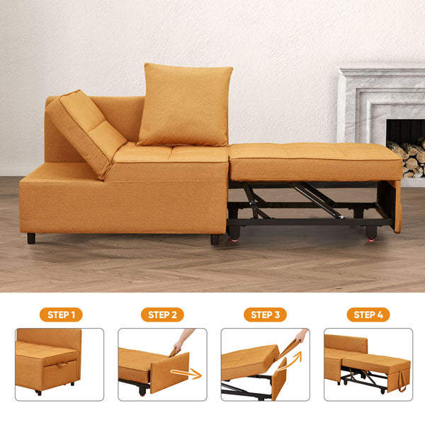 Anifox Recline Sofa Bed Sleeper Chair Yellow for Living Room, Small Apartments and Office