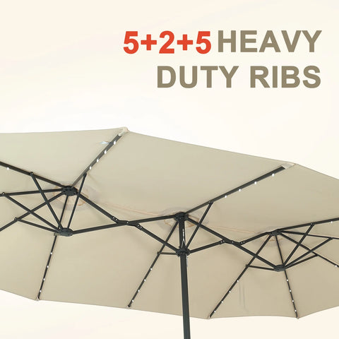 Ainfox 15ft Large Patio Umbrella, Double-Sided Outdoor Rectangle Table Umbrellas with Fillable Weighted Sand Bag Base