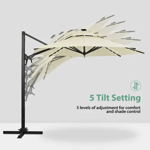 Ainfox 10ft Double Top Heavy-Duty Patio Cantilever Umbrella with Cross Base,5-Year-Non-Fading Outdoor Large Offset Hanging Aluminum Rotation Sun Shade Umbrella with 360°Rotation Adjustable