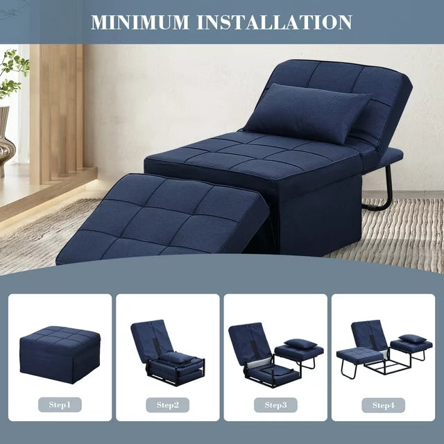 Ainfox 74inch Convertible Sofa Bed Navy Blue ,4-in-1 Folding Sofa