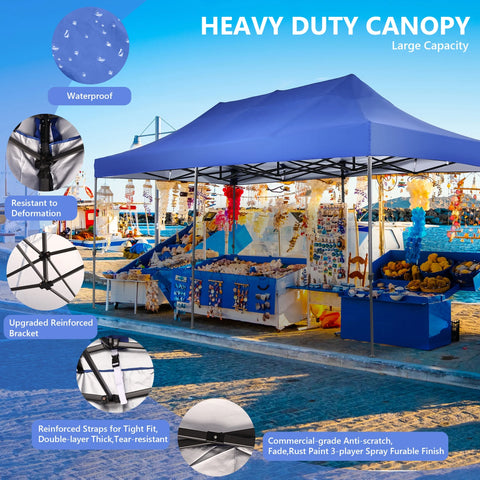 Ainfox 10x20 Heavy Duty Pop up Canopy Tent, Outdoor Instant Folding Gazebo with Wheeled Bag, Waterproof UV Protection Shade for Events