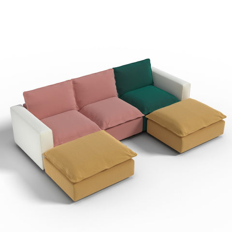 Ainfox U-shaped Module Sofa 5-Seat Oversized Rainbow Sofa With 2 Ottoman
