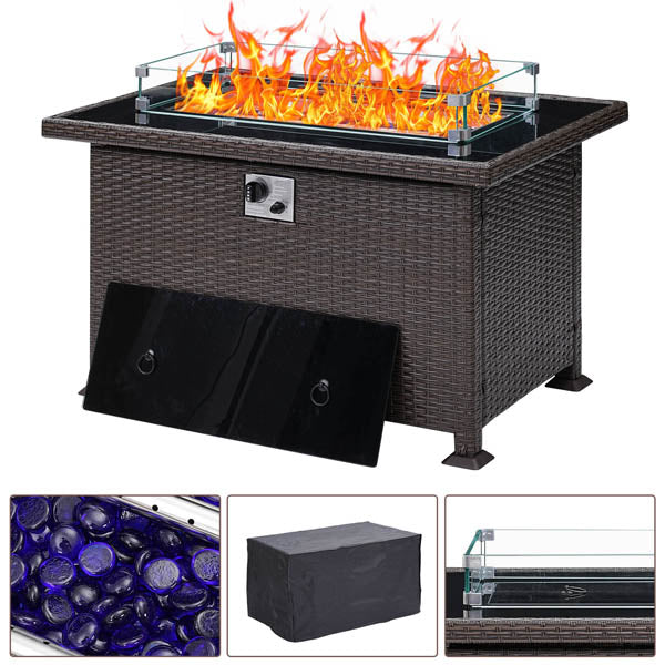 Ainfox Patio Furniture Propane Fire Pit Table, 38 Inch Outdoor Gas Fire Pit