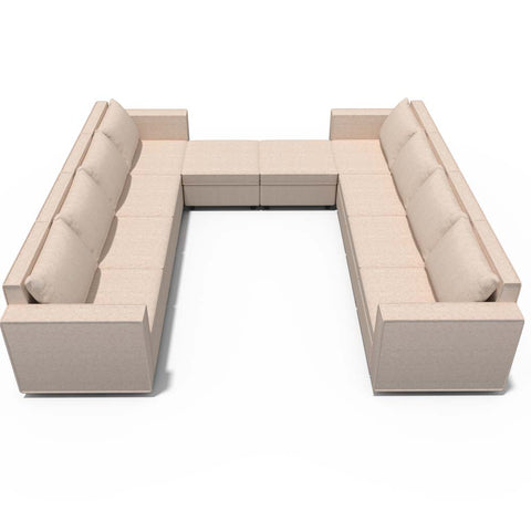 Ainfox 10-Seat Modular Sectional Sofa Sleeper Sofa Flannel Sofa with Storage Seat Beige