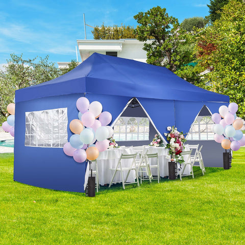 Ainfox 10x20 Heavy Duty Pop up Canopy Tent with Sidewalls and Weighted Sandbags, Outdoor Shade Instant Folding Event Gazebo with Wheeled Bag
