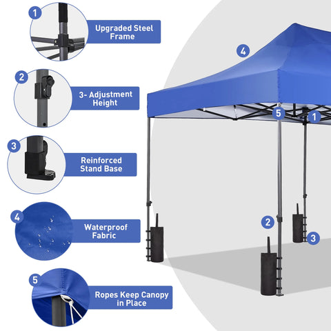 Ainfox 10x20 Heavy Duty Pop up Canopy Tent with Sidewalls and Weighted Sandbags, Outdoor Shade Instant Folding Event Gazebo with Wheeled Bag
