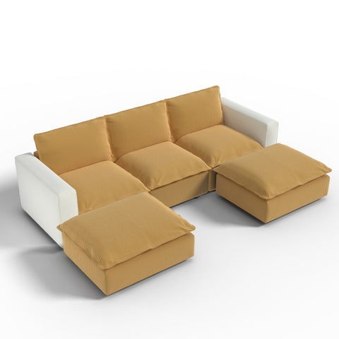 Ainfox U-shaped Module Sofa 5-Seat Oversized Rainbow Sofa With 2 Ottoman