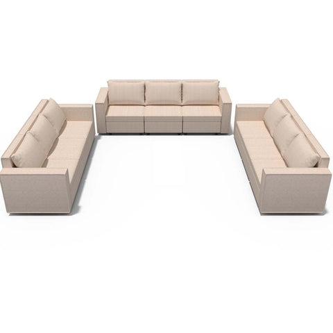 Ainfox 9-Seat Modular Sectional Sofa Sleeper Sofa Flannel Sofa with Storage Seat Beige