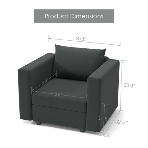 Ainfox Module Sectional Sofa Dark Grey Single Sofa Chair For Home Office