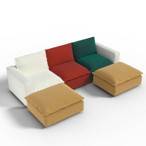 Ainfox U-shaped Module Sofa 5-Seat Oversized Rainbow Sofa With 2 Ottoman