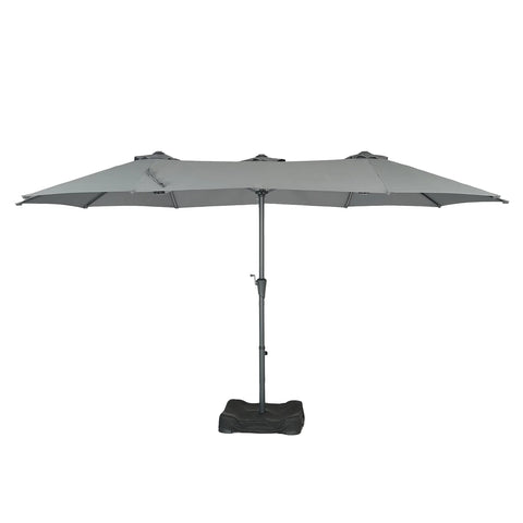 Ainfox 15ft Large Patio Umbrella, Double-Sided Outdoor Rectangle Table Umbrellas with Fillable Weighted Sand Bag Base