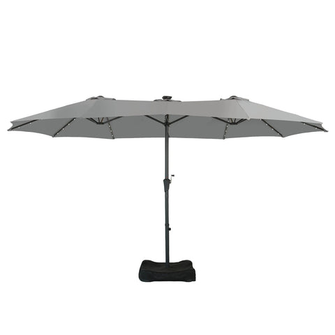 Ainfox 15ft Large Patio Umbrella, Double-Sided Outdoor Rectangle Table Umbrellas with Fillable Weighted Sand Bag Base