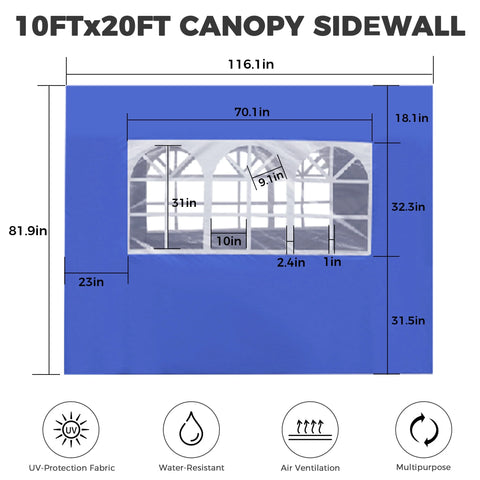 Ainfox 5-Piece Sidewalls for 10x20 Pop Up Canopy Tent, 420D Oxford PVC Waterproof Sun Shade Privacy Walls with Windows & Zippers
