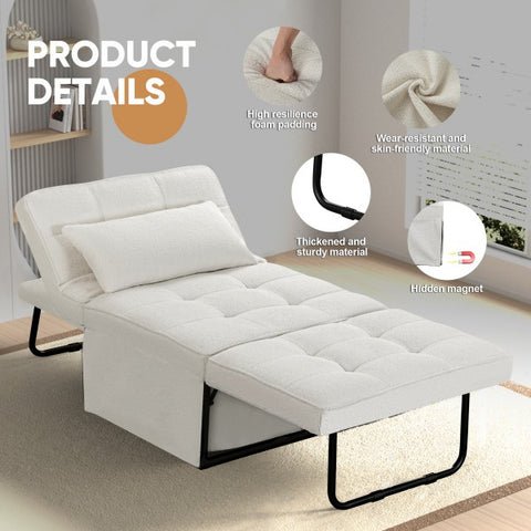 Ainfox 72inch Cloud Puff Convertible Sofa Bed White,4-in-1 Folding Sofa