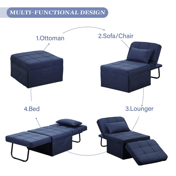 Ainfox 73inch Convertible Sofa Bed Navy Blue,4-in-1 Folding Sofa