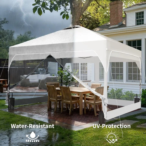 Ainfox Pop Up Canopy Tent Center Lock 4 Removable Transparent Walls Windproof UV Shelter Outdoor Commercial