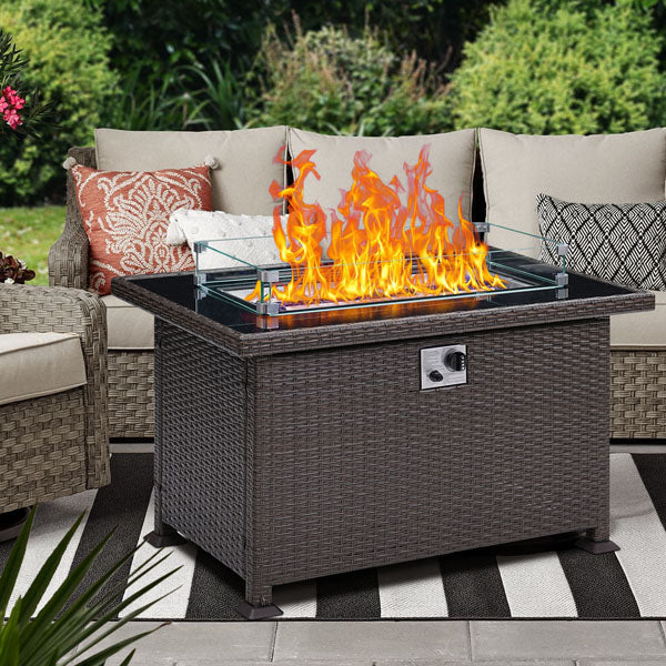 Ainfox Patio Furniture Propane Fire Pit Table, 38 Inch Outdoor Gas Fire Pit