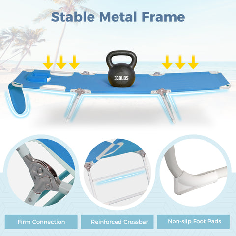 Ainfox Folding Chaise Lounge Chair, Patio Sun Tanning Lounger Reclining Back