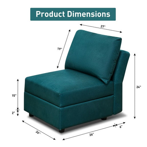 Ainfox 1 Seat Modular Sectional Sofa Couch, Convertible Sofa Couch with Storage