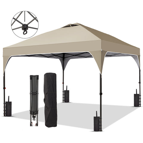 Ainfox 8ft x 8ft Pop Up Canopy Beach Tent with One Push Set up Easy Outdoor Sun Shade for Events, Parties, Camping