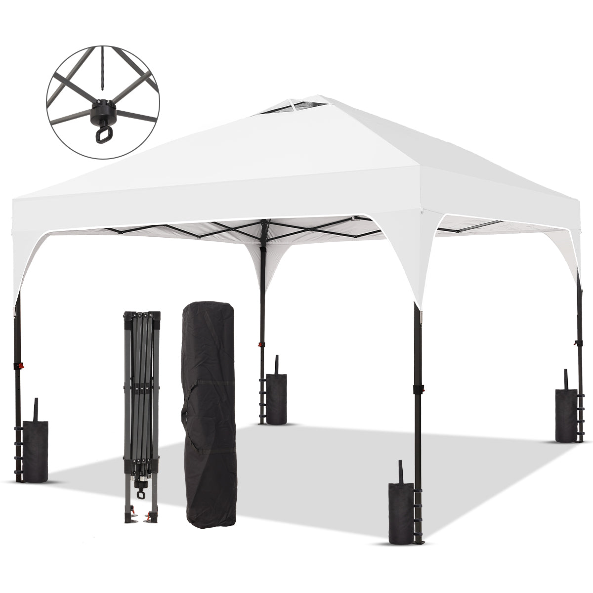 8ft x 8ft Pop Up Canopy Beach Tent One Push Set up Easy Outdoor Sun Shade Events Parties Camping