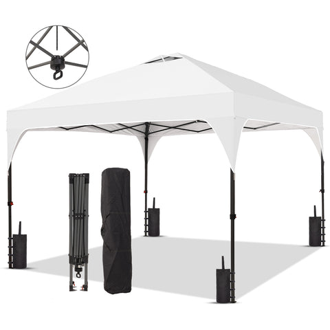 Ainfox 8ft x 8ft Pop Up Canopy Beach Tent with One Push Set up Easy Outdoor Sun Shade for Events, Parties, Camping