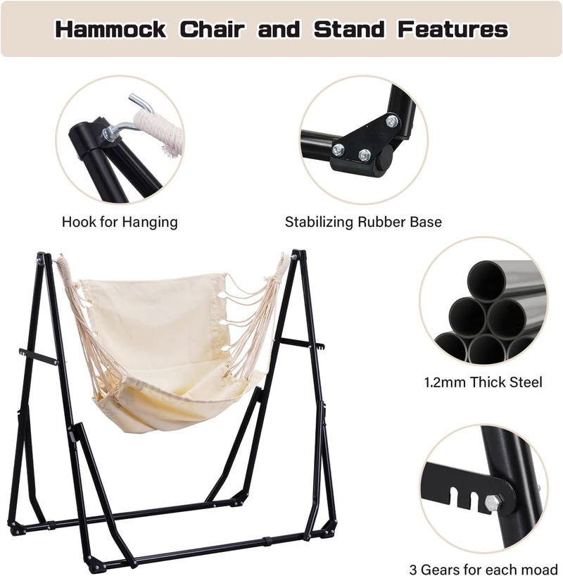 3 in 1 Hammock with Stand, Outdoor Hammock Swing Chair with Stand