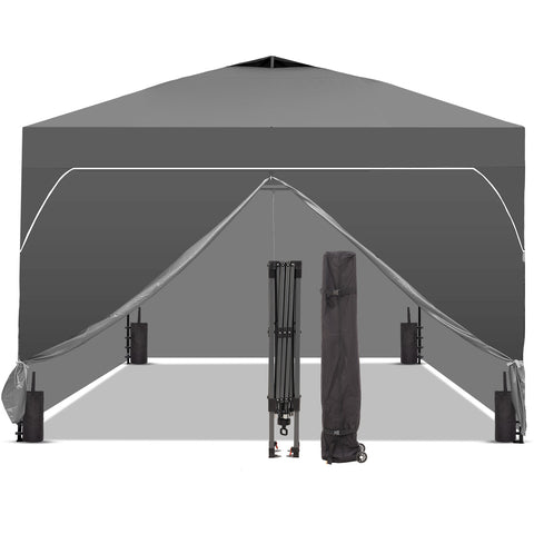 Ainfox 12ftx12ft Pop Up Canopy Tent with 4 Sidewalls One Push Tent Canopy with Wheeled Carry Bag, 8 Stakes and 4 Ropes