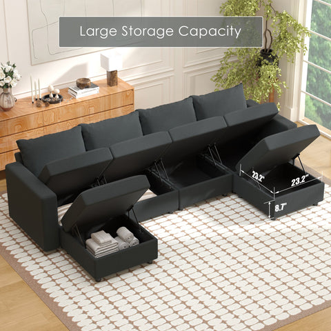 Ainfox Modular Sectional Couches for Living Room,  Convertible Sleeper Sofa Bed with Storage