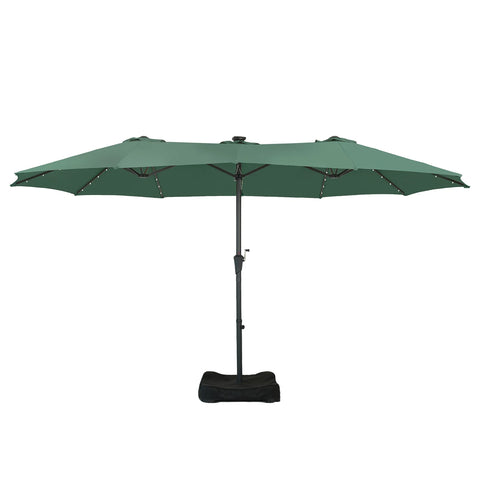 Ainfox 15ft Large Patio Umbrella, Double-Sided Outdoor Rectangle Table Umbrellas with Fillable Weighted Sand Bag Base