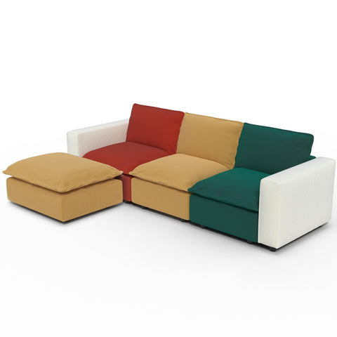 Ainfox L-shaped Module Sofa Oversized Rainbow Sofa With Ottoman