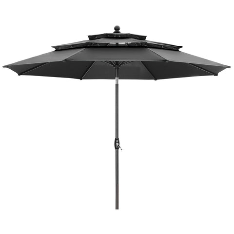 Ainfox 10FT 3 tier vented Patio Umbrella Outdoor Table Umbrella,Market Umbrella with Push Button Tilt and Crank for Garden, Lawn, Deck, Backyard & Pool
