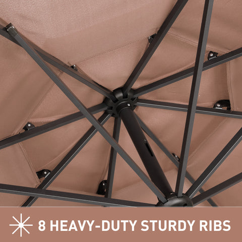 Ainfox 10FT 3 tier vented Outdoor Table Umbrella with Partern Umbrella Base For Beach Market Backyard Camping